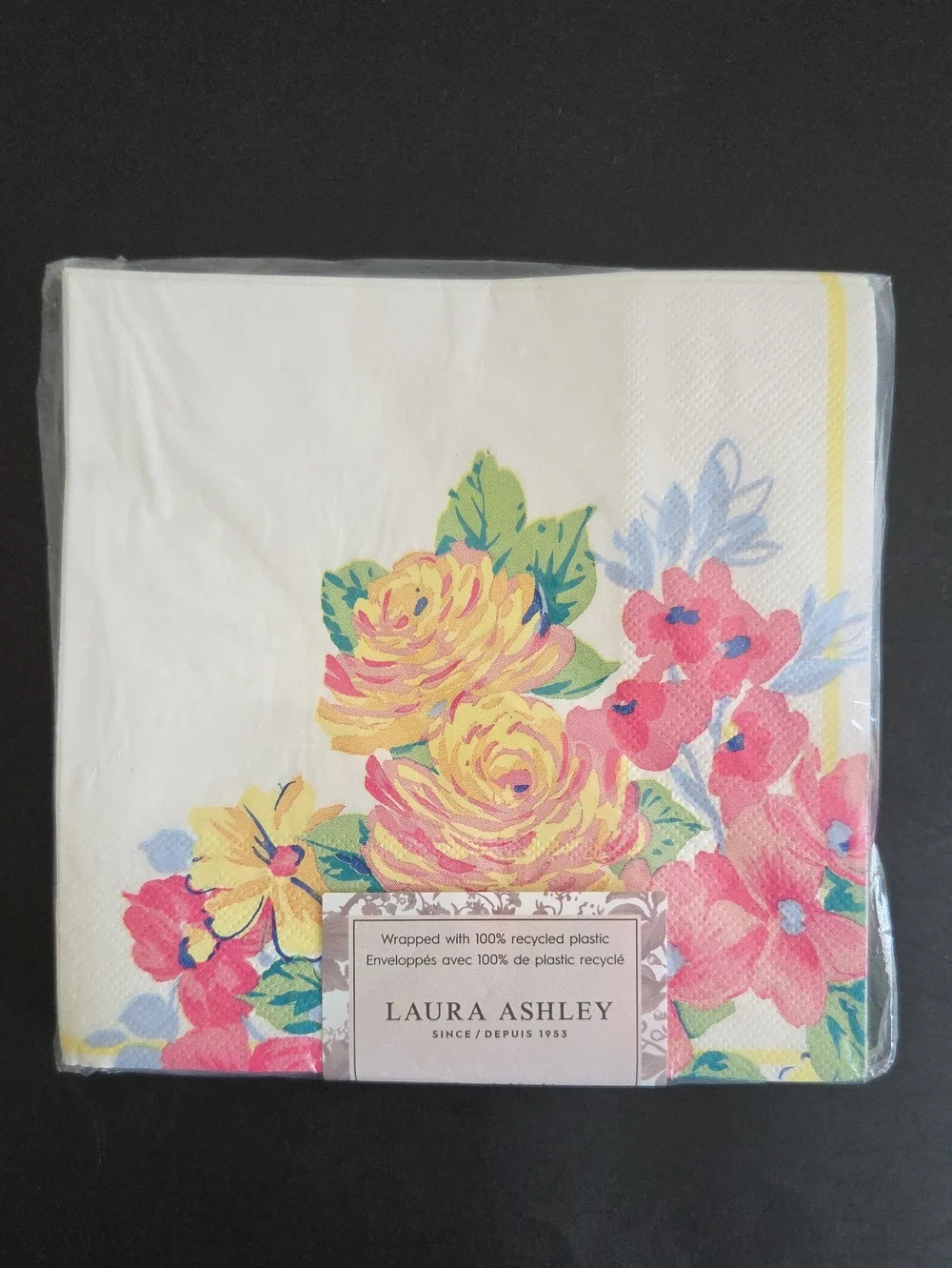 Laura Ashley Paper Lunch Napkins Pink Floral 2 packs 40 count each 3 ply